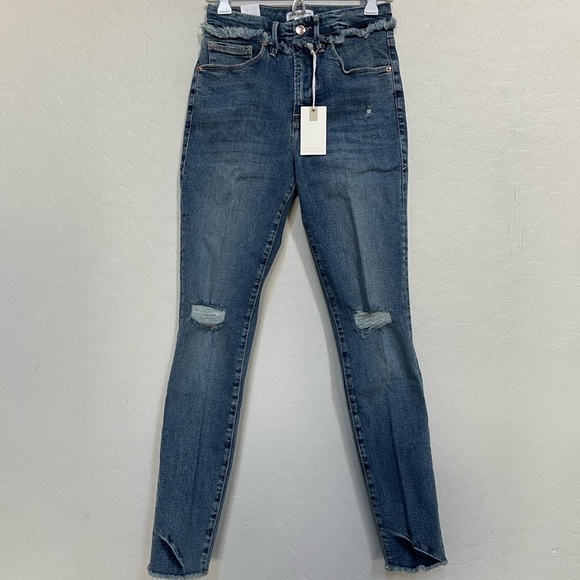Good American Good Legs Under Fray Waistband High Rise Skinny Jeans size 4 (27) - Picture 2 of 11